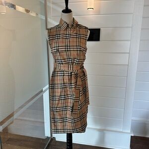 Burberry Beige Check Midi Dress